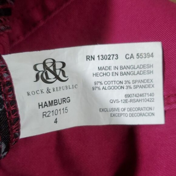 🔹️🔺️Rock & Republic Raspberry Hamburg Jeans Size 4/27 - Picture 10 of 11